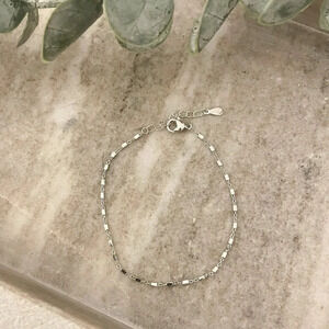925 Sterling Silver Dainty Minimalist Bracelet Thin Link Stacking Bracelet